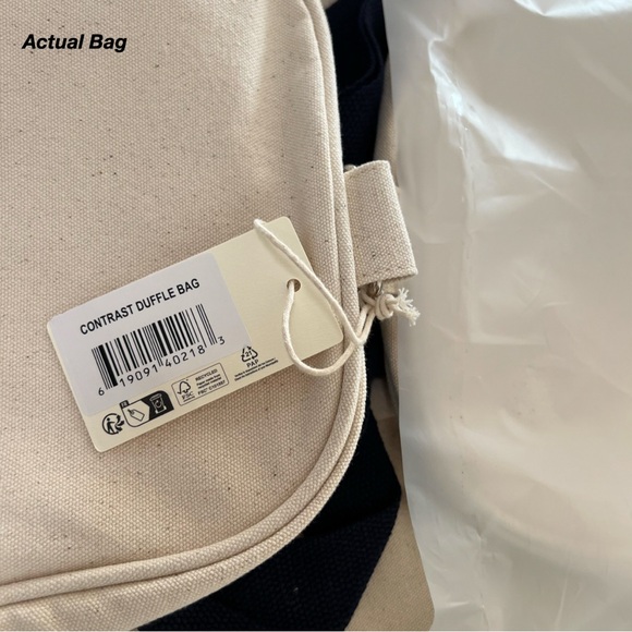 NWT: ADANOLA CONTRAST CANVAS DUFFLE BAG IN CREME/NAVY (O/S) - Picture 7 of 8
